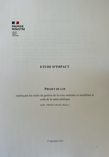 Etude d'impact du projet de loi renforçant les outils de gestion de la crise sanitaire